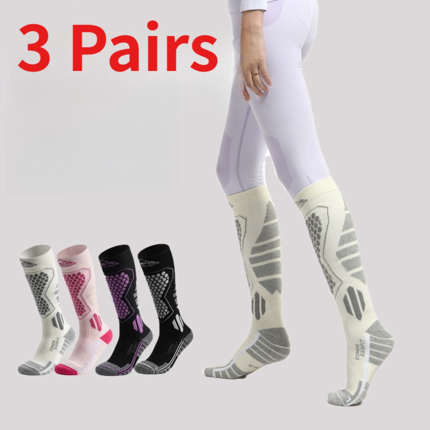 Sock Garter Men - 3 Pairs Ski Socks Winter Thermal