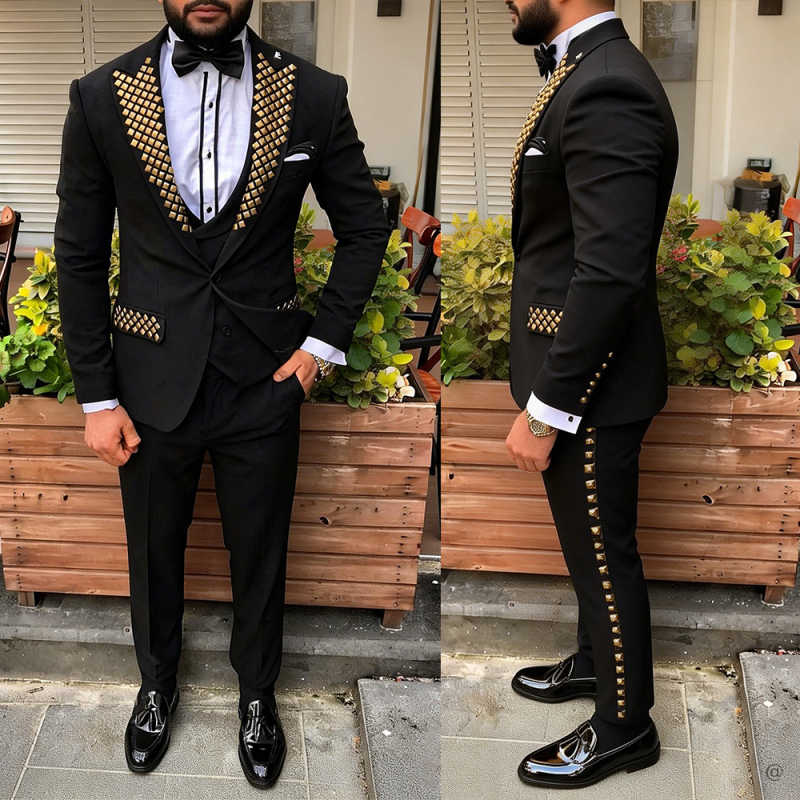 Modern Man Tuxedos Beaded Peak - Men Formal Wear Modern ulasan dan harga